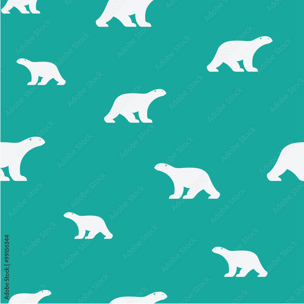 Fototapeta premium Vector seamless pattern with bear on blue background. wallpaper