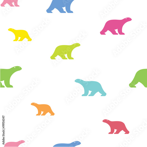 Vector seamless pattern with bear on blue background. wallpaper