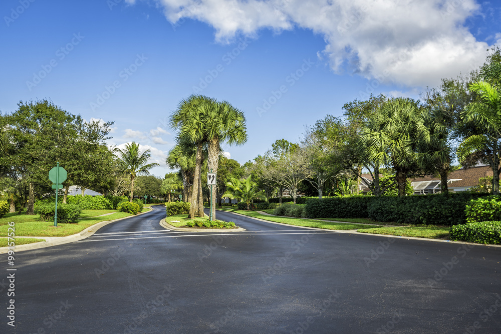 Gated community road in South Florida