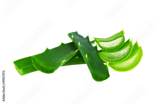 Aloe vera fresh leaf isolated on white background