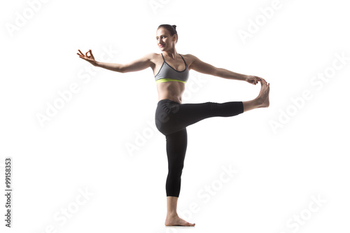 Twisting Extended Hand to Big Toe pose