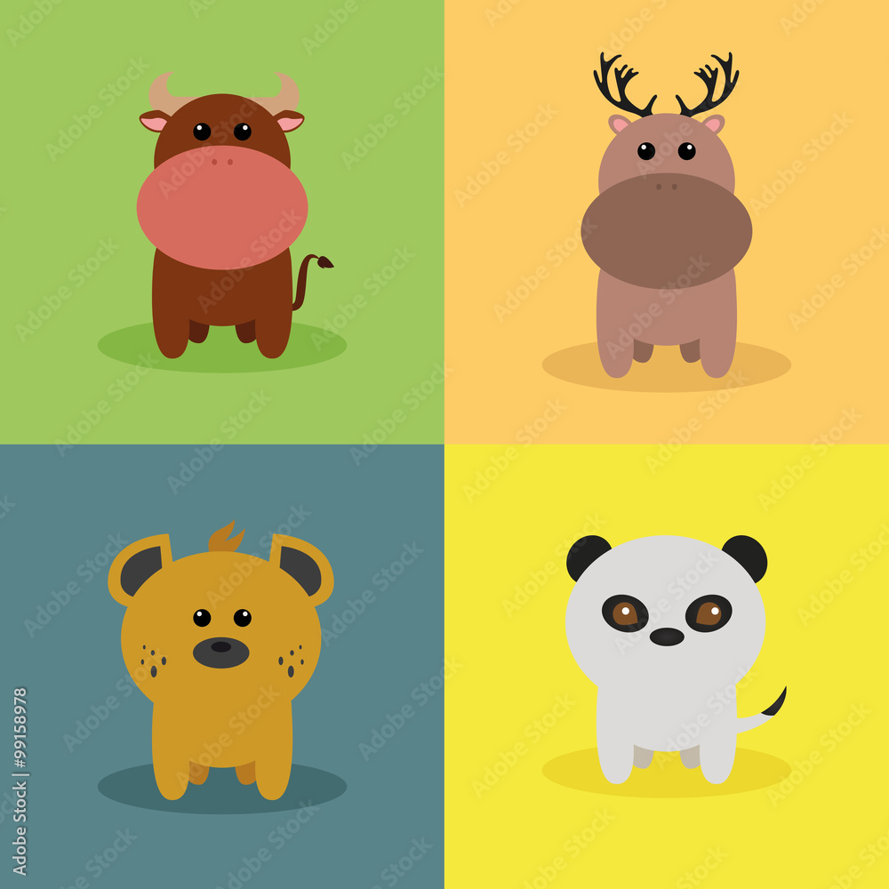Naklejka premium Cute Cartoon Animals