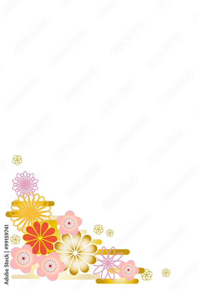 Obraz premium 年賀状素材 はがきテンプレート 和風