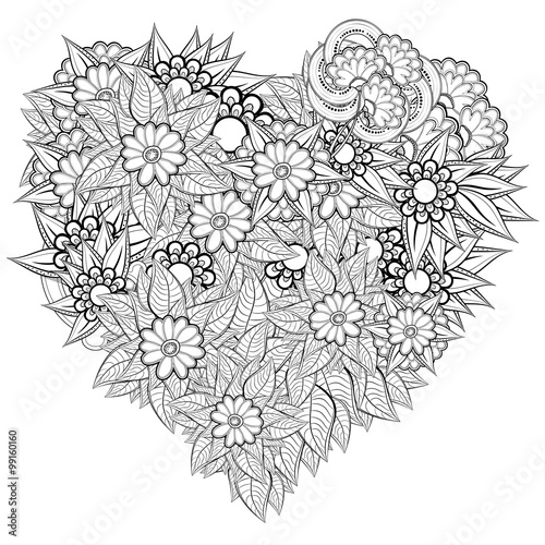 Pattern for coloring book. Ethnic retro design