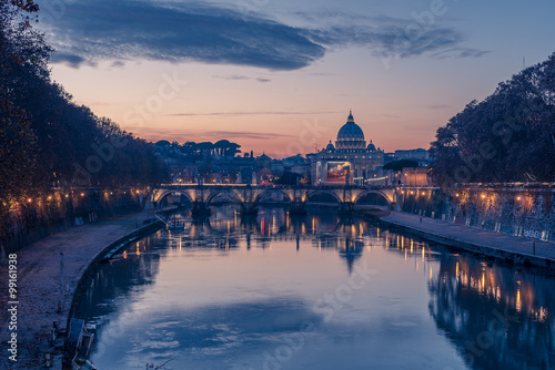 Rome, Italy: St. Peter's Basilica and Saint Angelo Bridge