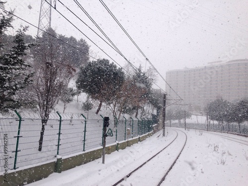 Photography snowing in istanbul