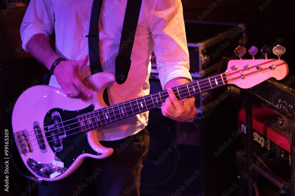 the bassist in concert