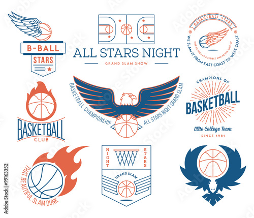 basketball sport badges colored