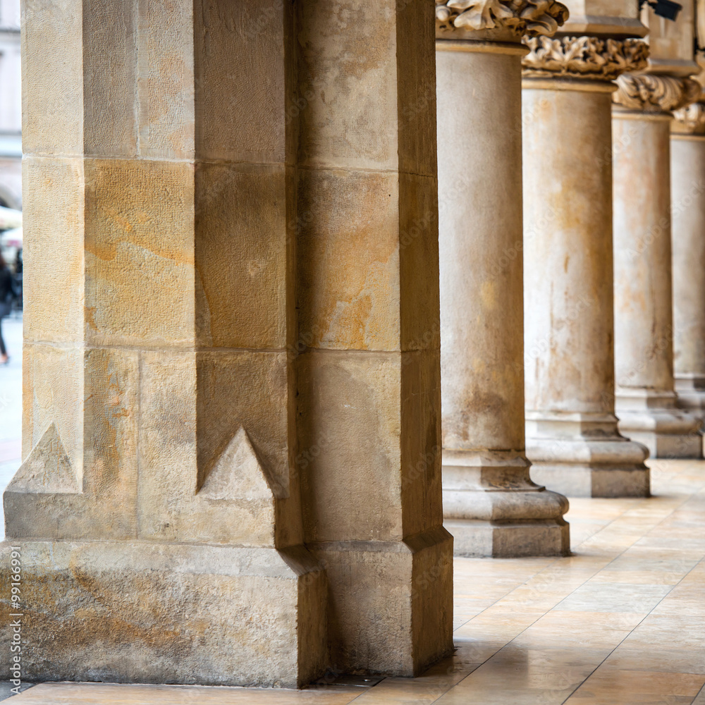 Passage of the gothic hall with columns Passage of the gothic hall with columns