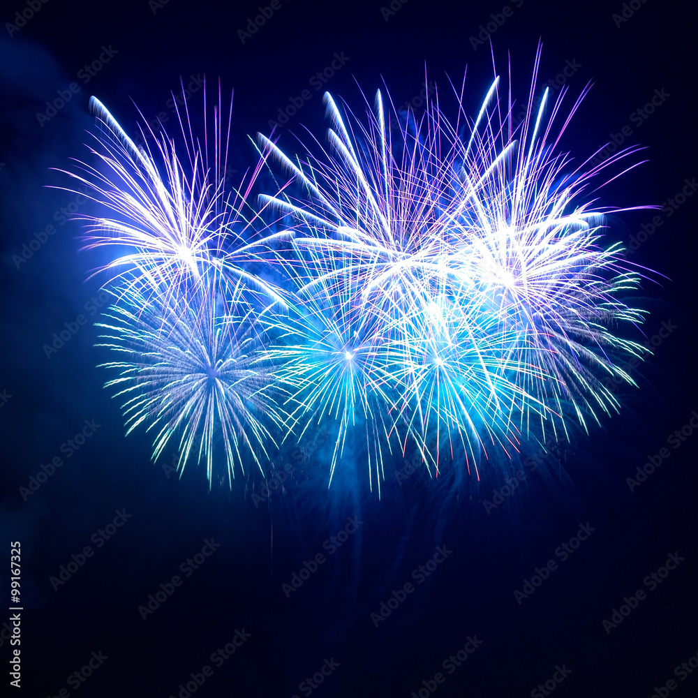 Fototapeta premium Colorful blue fireworks