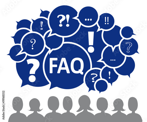 FAQ mit Silhouette, blau