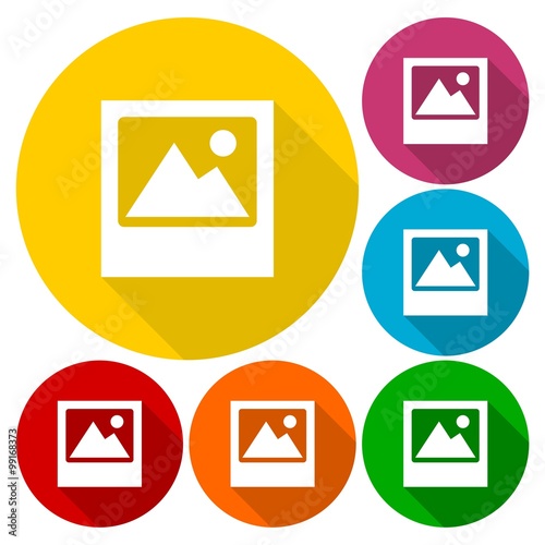 Photograph icons set with long shadow