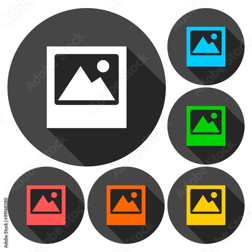 Photograph icons set with long shadow