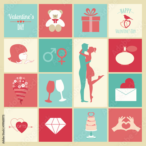 Valentine's day infographic. Flat style love graphic template