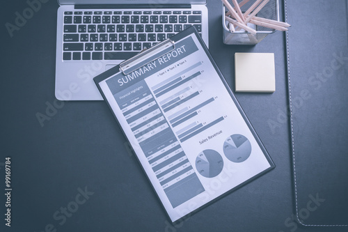 Showing business and financial report. Accounting