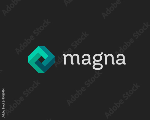Abstract infinity cube logo design template. Technology media app store geometric sign. Universal rhomb vector icon symbol.
