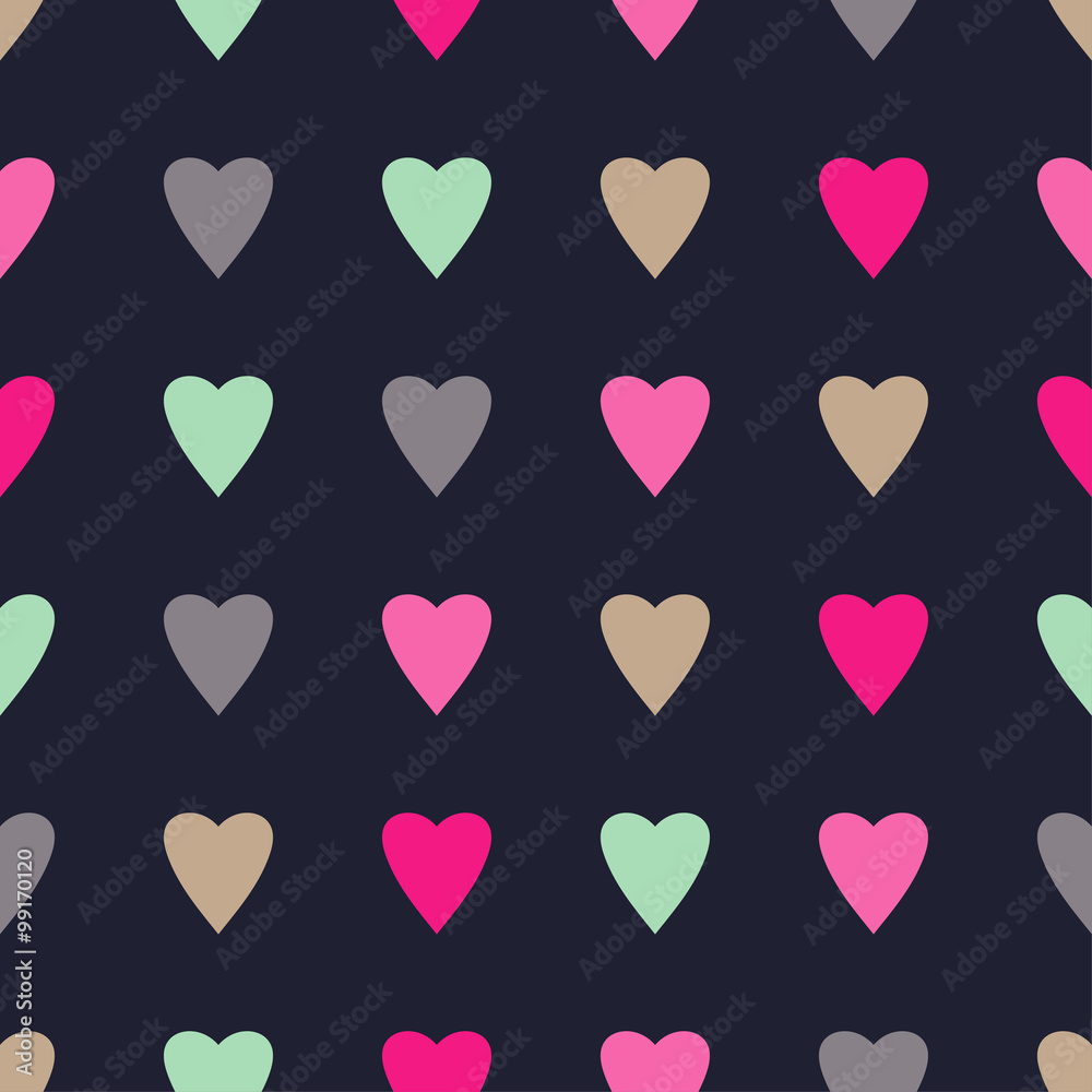 Seamless vector background with decorative hearts 