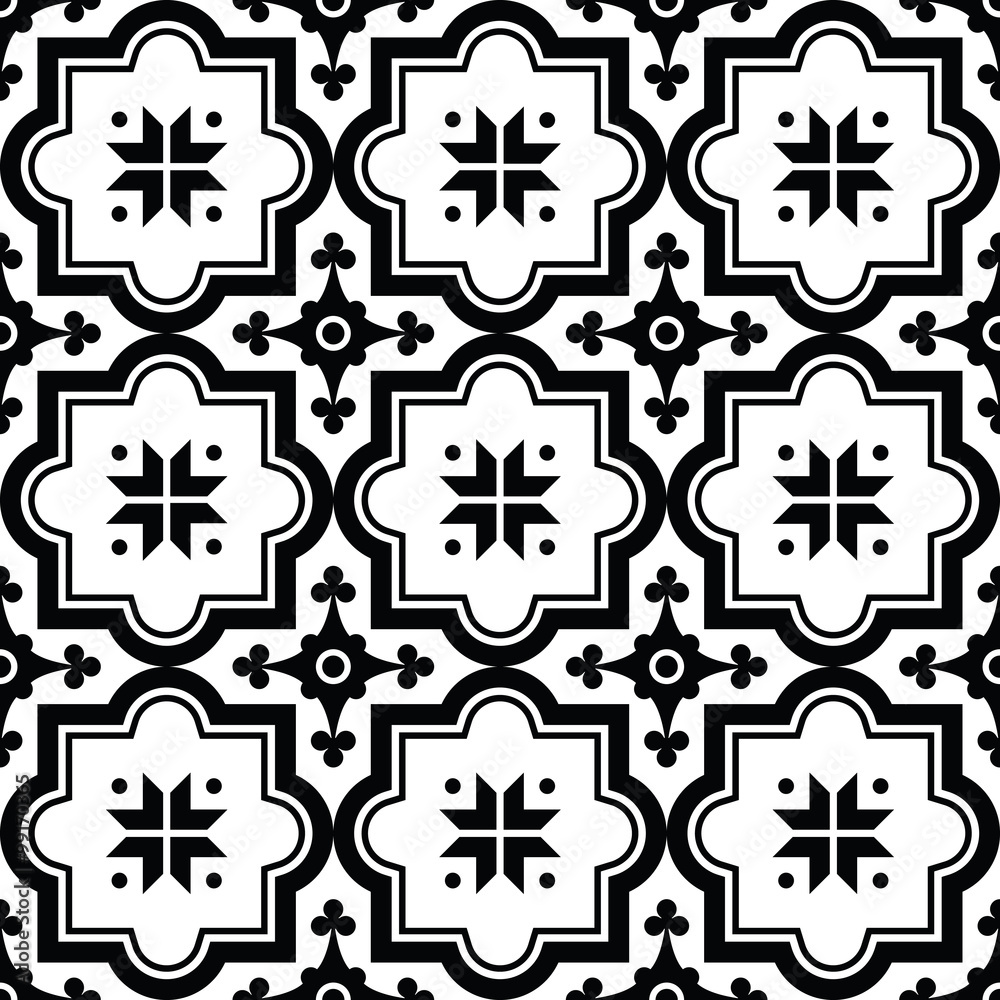 Obraz premium Arabic pattern, Moroccan black tiles design