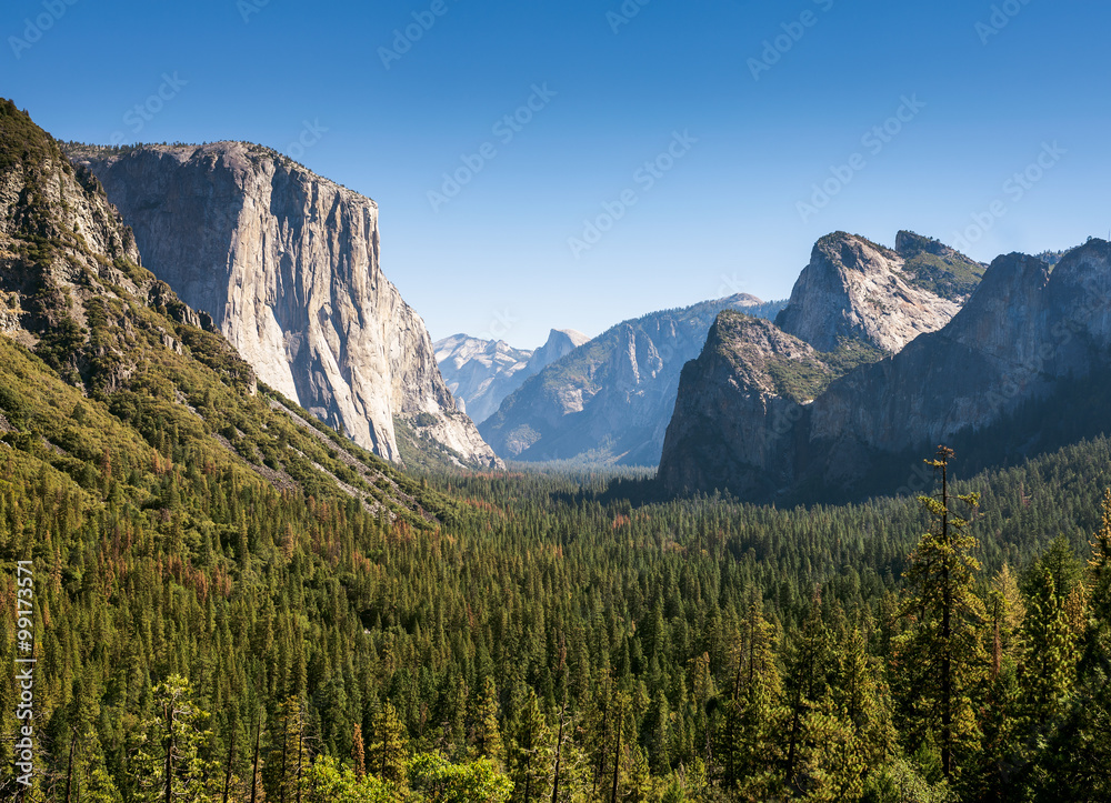 Yosemite Valley and the Sierra Nevada Mountains in California, United States. Scenic Mountain Vista.