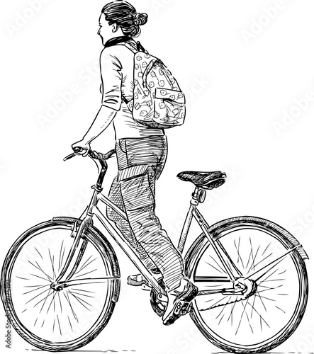 girl rides a bicycle