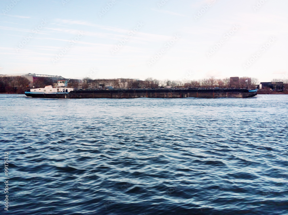 Transport Schiff Fluss Rhein Wasser Industrie Fracht Sonnenuntergang