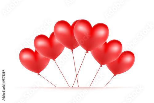 red balloons made of hearts background