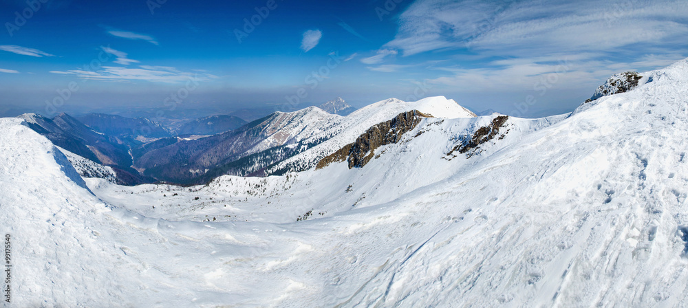 Beautiful winter landscape in high mountains