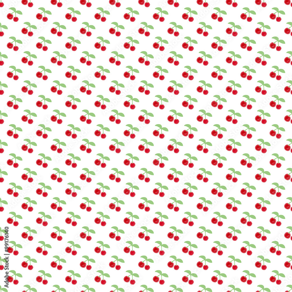 Seamless pattern with berry cherry. Endless repeating print background texture. Fabric design.