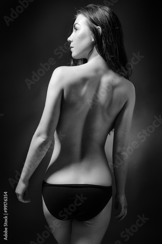 Obraz na płótnie sexy back of fit woman w salonie