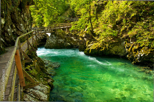 Vintgar gorge and wooden path Bled Slovenia