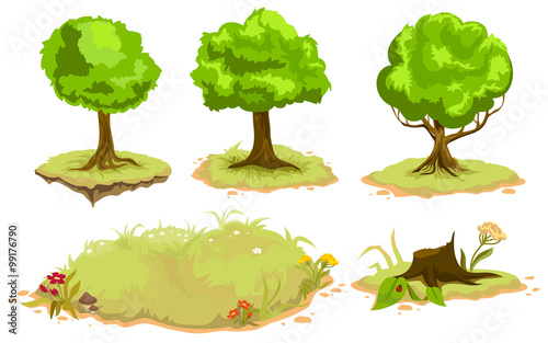 Set of deciduous trees