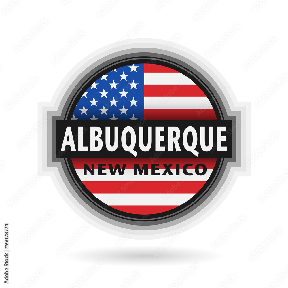 Emblem or label with name of Albuquerque, New Mexico Emblem or label with name of Albuquerque, New Mexico