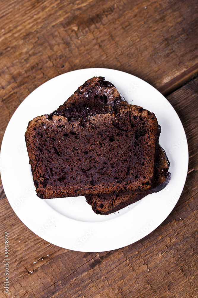 chocolate cake with flour from bird cherry