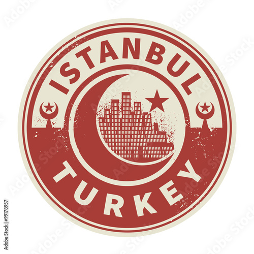 Stamp or emblem with text Istanbul, Turkey inside