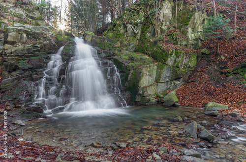 Waterfall Wielki in Obidza  Beskid Sadecki mountain range in Polish Carpathian Mountains