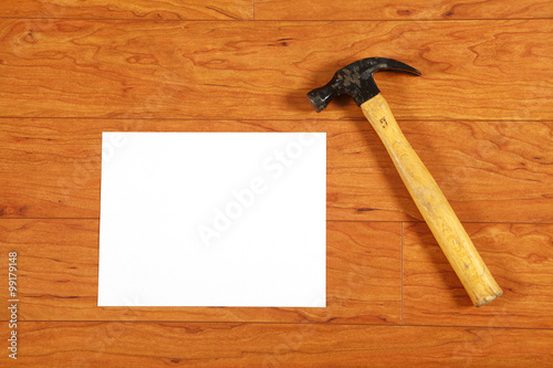 Construction tools on the wooden floor