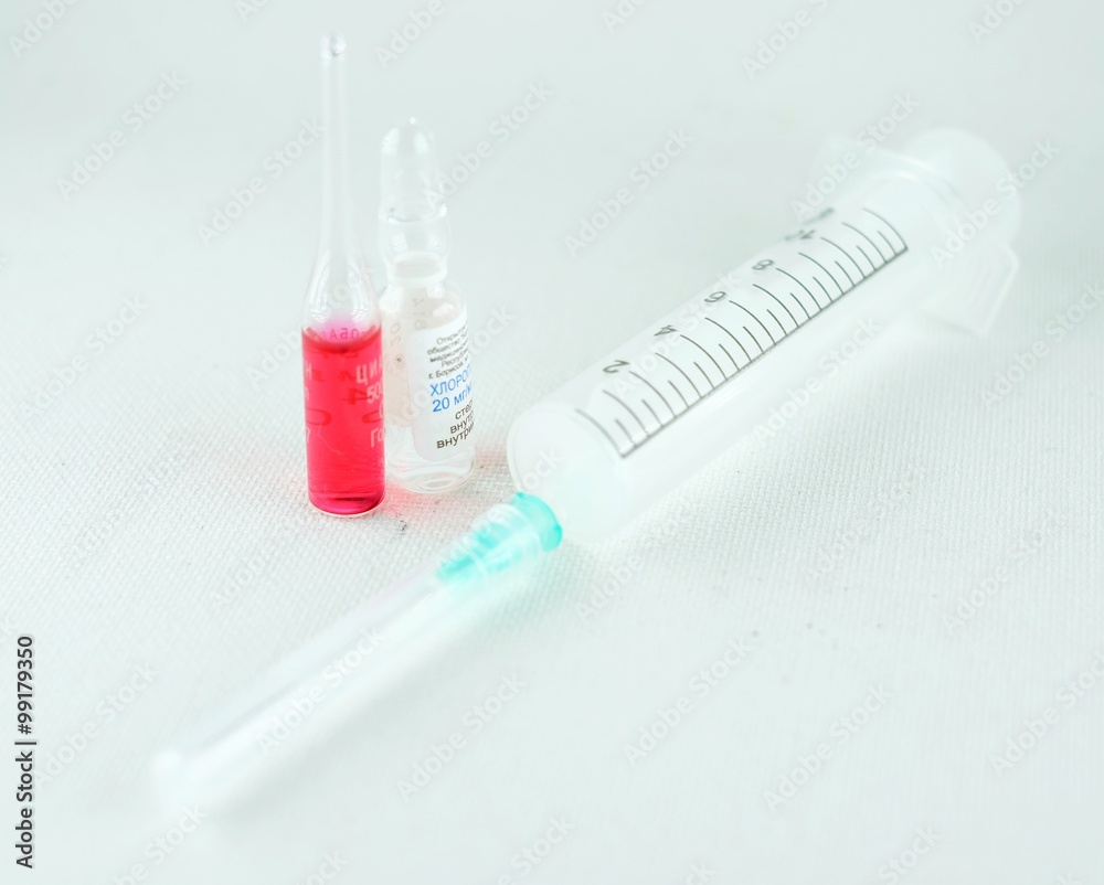 The vials and syringes The vials and syringes