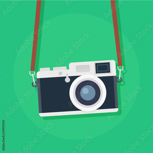 Retro camera vector flat illustration 