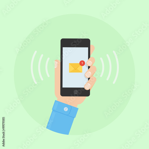 SMS message receiving vector flat illustration