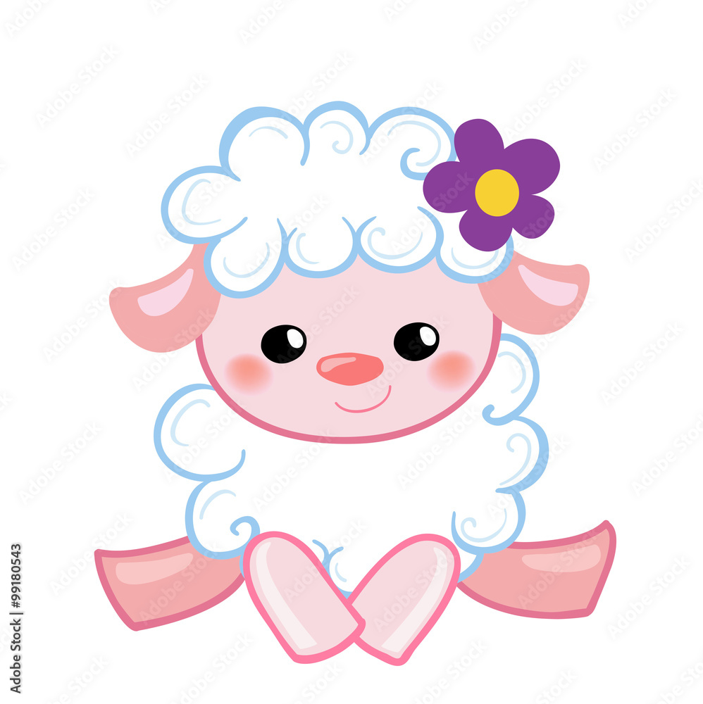 Vector Illustration cute lamb in the style cartoon. Vector Illustration cute lamb in the style cartoon.