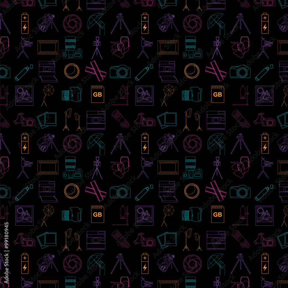 Photography pattern with photo, camera equipment. Photography pattern with photo, camera equipment.