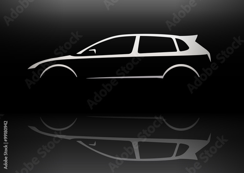 Sports Vehicle Hot Hatchback Silhouette Concept Car Design. Vector illustration. photo