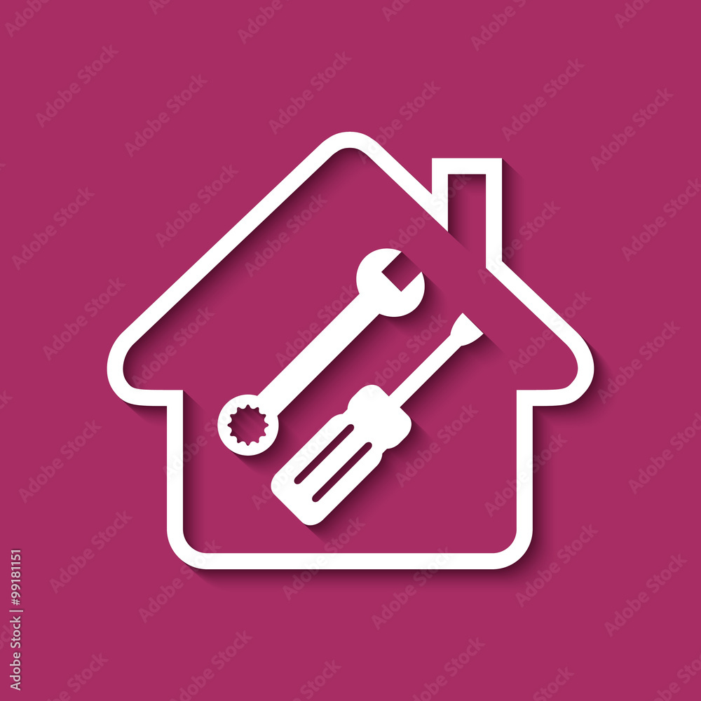 Logo maison et outils. Logo maison et outils.
