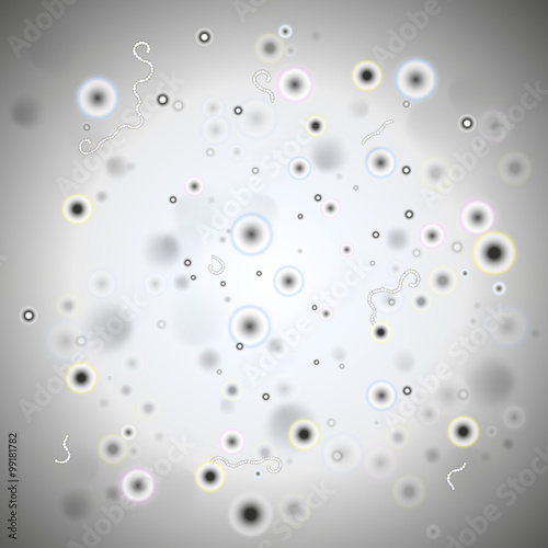 Molecular research, illustration of cells in gray, science vector background