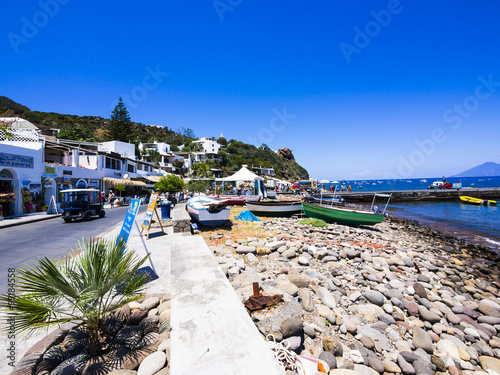 Kiesstrand vom Küstenort Panarea, Äolische oder Liparische Inseln, Sizilien, Süditalien, Italien photo