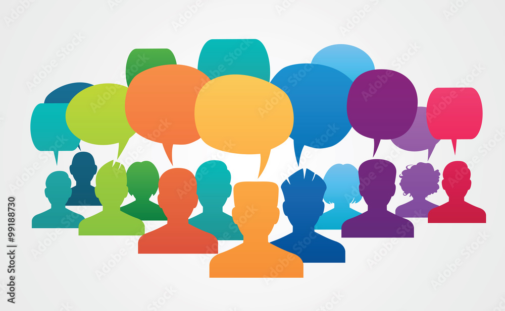 Icons of people with speech bubbles.. Icons of people with speech bubbles..