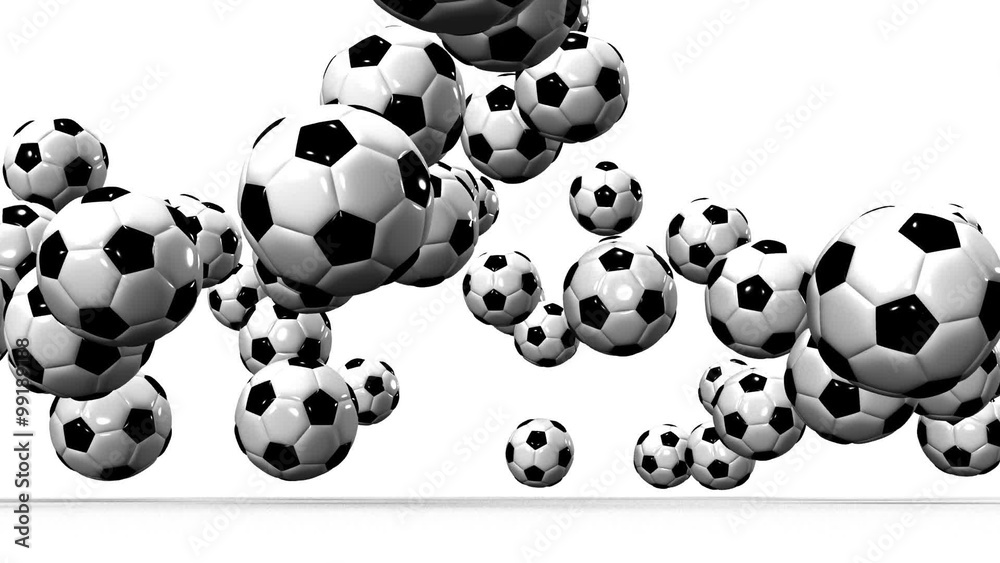 Bouncing Soccer Balls On White Background. Bouncing Soccer Balls On White Background.