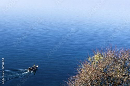 Beautiful autumn scenery in lake Ohrid
