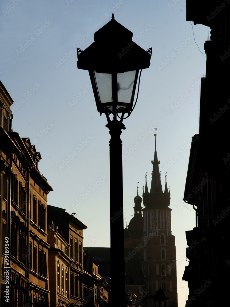 Fototapeta premium view of Florianska street in Krakow