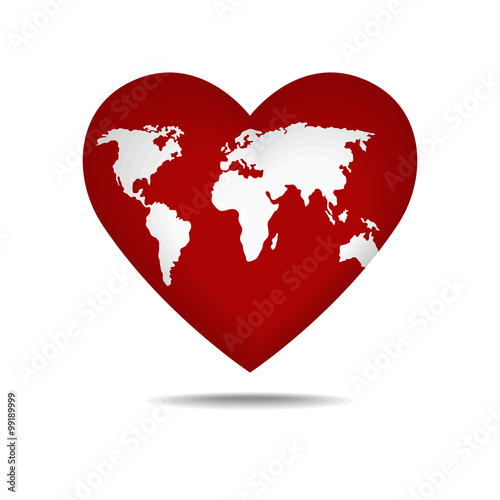 Globe in the shape of a love heart.